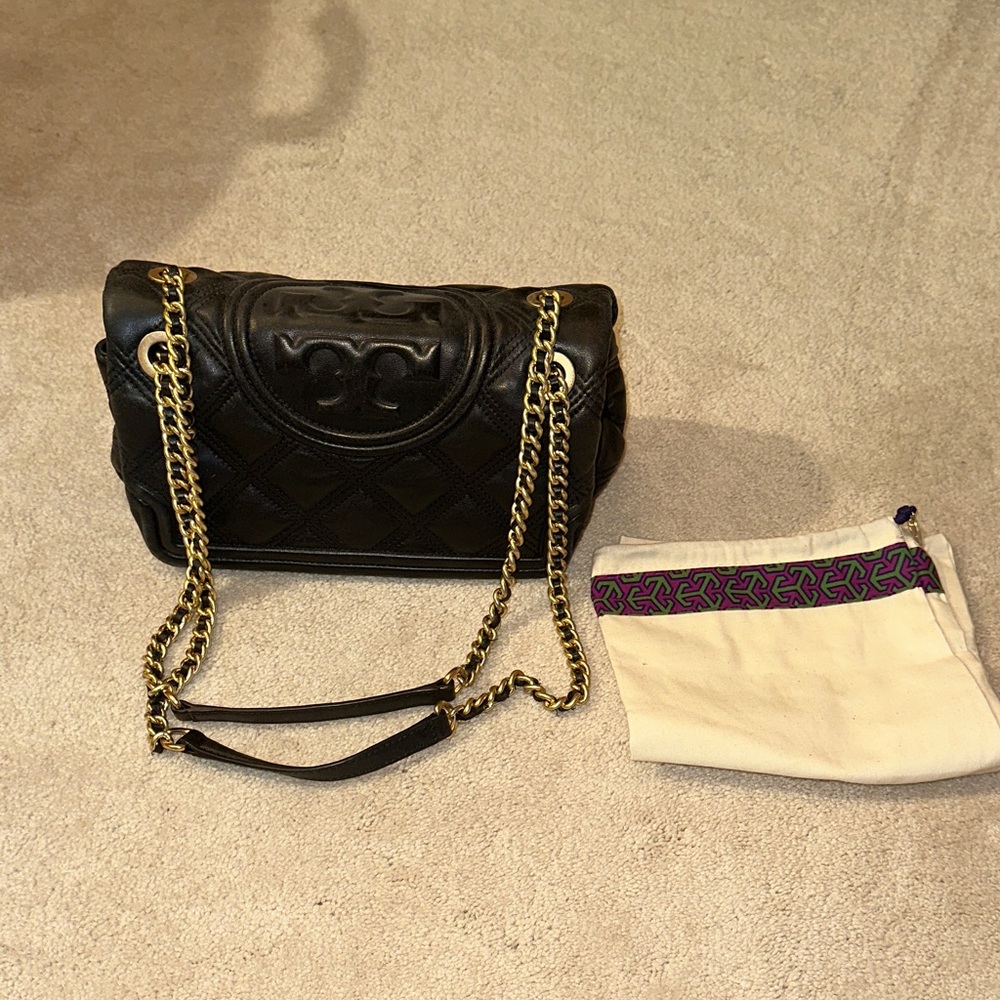 Tory Burch Black Quilted Leather Shoulder Bag